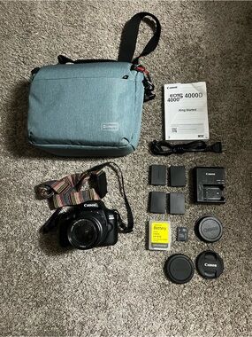 Canon EOS 4000D Digital SLR Camera W/ 18-55mm Len & Battery Parts Or Repair